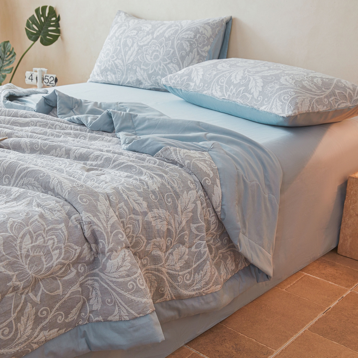 91家纺网 家纺一手货源 找家纺 乐家毛巾被（工厂自产自销） 2026新款全棉色织三层提花夏季大豆纤维被 澜光盛华