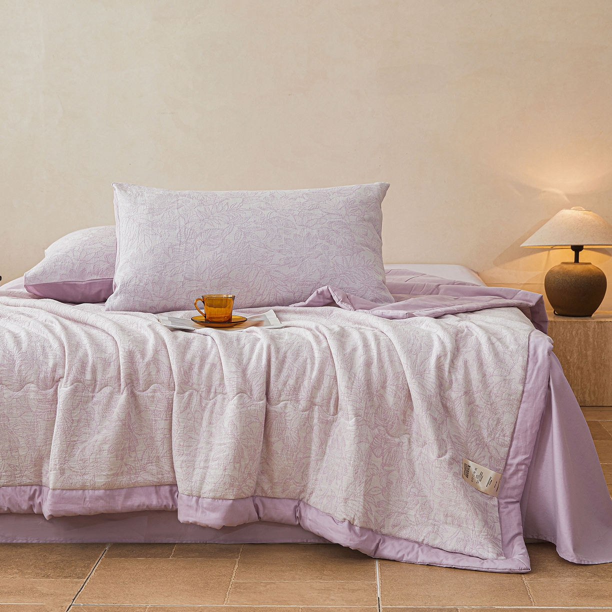 91家纺网 家纺一手货源 找家纺 乐家毛巾被（工厂自产自销） 2026新款全棉色织三层提花夏季大豆纤维被 绿意丛生