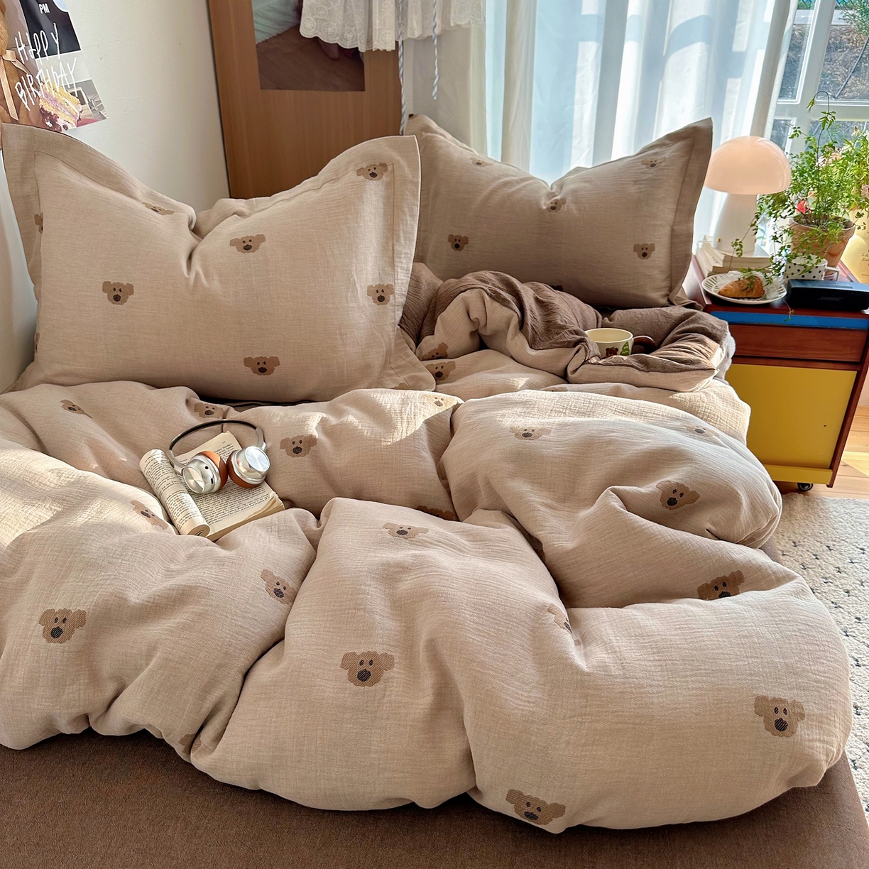 91家纺网 家纺一手货源 找家纺 （总）萝莉家纺 2026新款全棉纯棉色织双层纱提花四件套