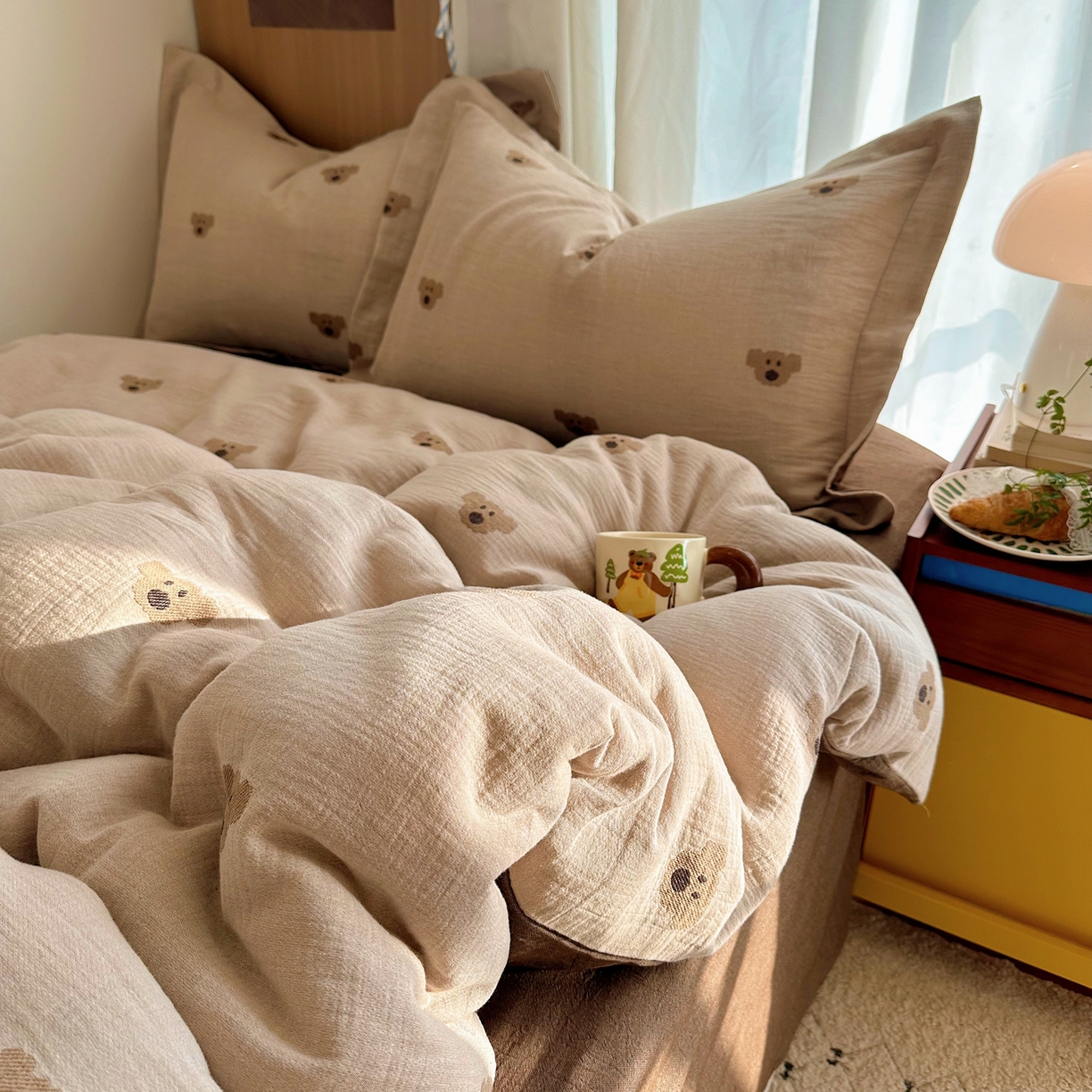 91家纺网 家纺一手货源 找家纺 （总）萝莉家纺 2026新款全棉纯棉色织双层纱提花四件套