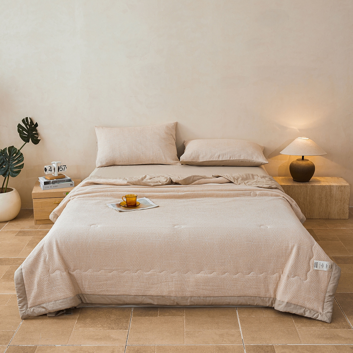 91家纺网 家纺一手货源 找家纺 乐家毛巾被（工厂自产自销） 2026新款全棉色织三层提花夏季大豆纤维被 迷宫