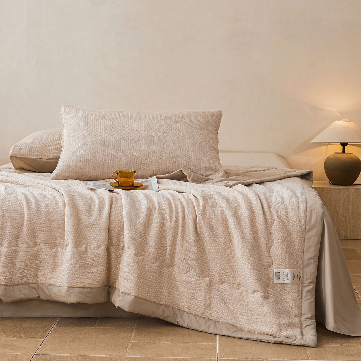 91家纺网 家纺一手货源 找家纺 乐家毛巾被（工厂自产自销） 2026新款全棉色织三层提花夏季大豆纤维被 迷宫