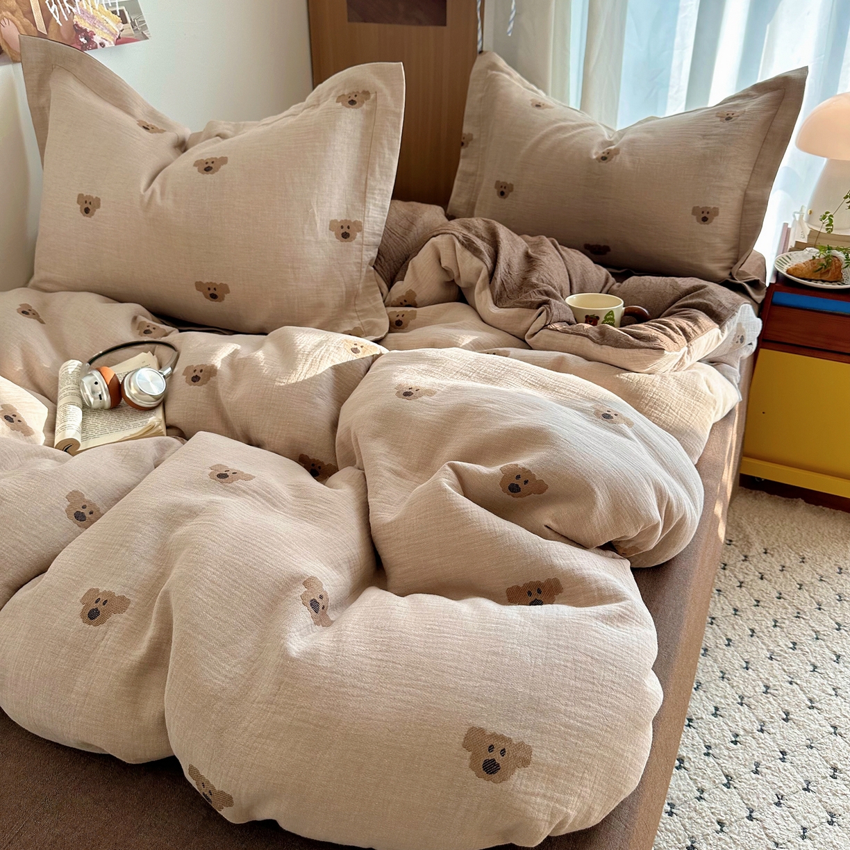 91家纺网 家纺一手货源 找家纺 （总）萝莉家纺 2026新款全棉纯棉色织双层纱提花四件套