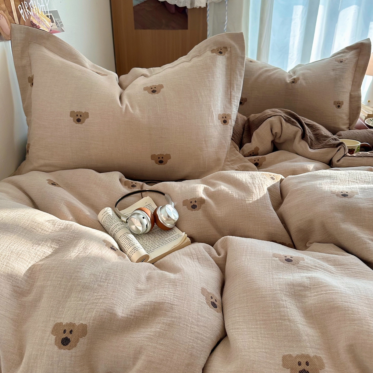 91家纺网 家纺一手货源 找家纺 （总）萝莉家纺 2026新款全棉纯棉色织双层纱提花四件套