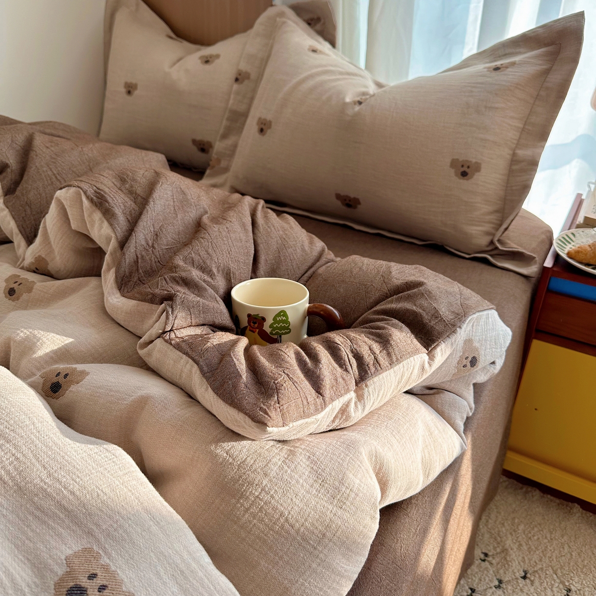 91家纺网 家纺一手货源 找家纺 （总）萝莉家纺 2026新款全棉纯棉色织双层纱提花四件套