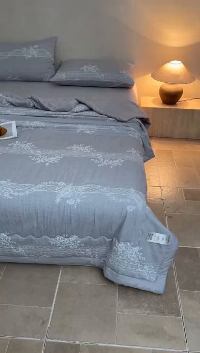 91家纺网 家纺一手货源 找家纺 乐家毛巾被（工厂自产自销） 2026新款全棉色织三层提花夏季大豆纤维被 欧花