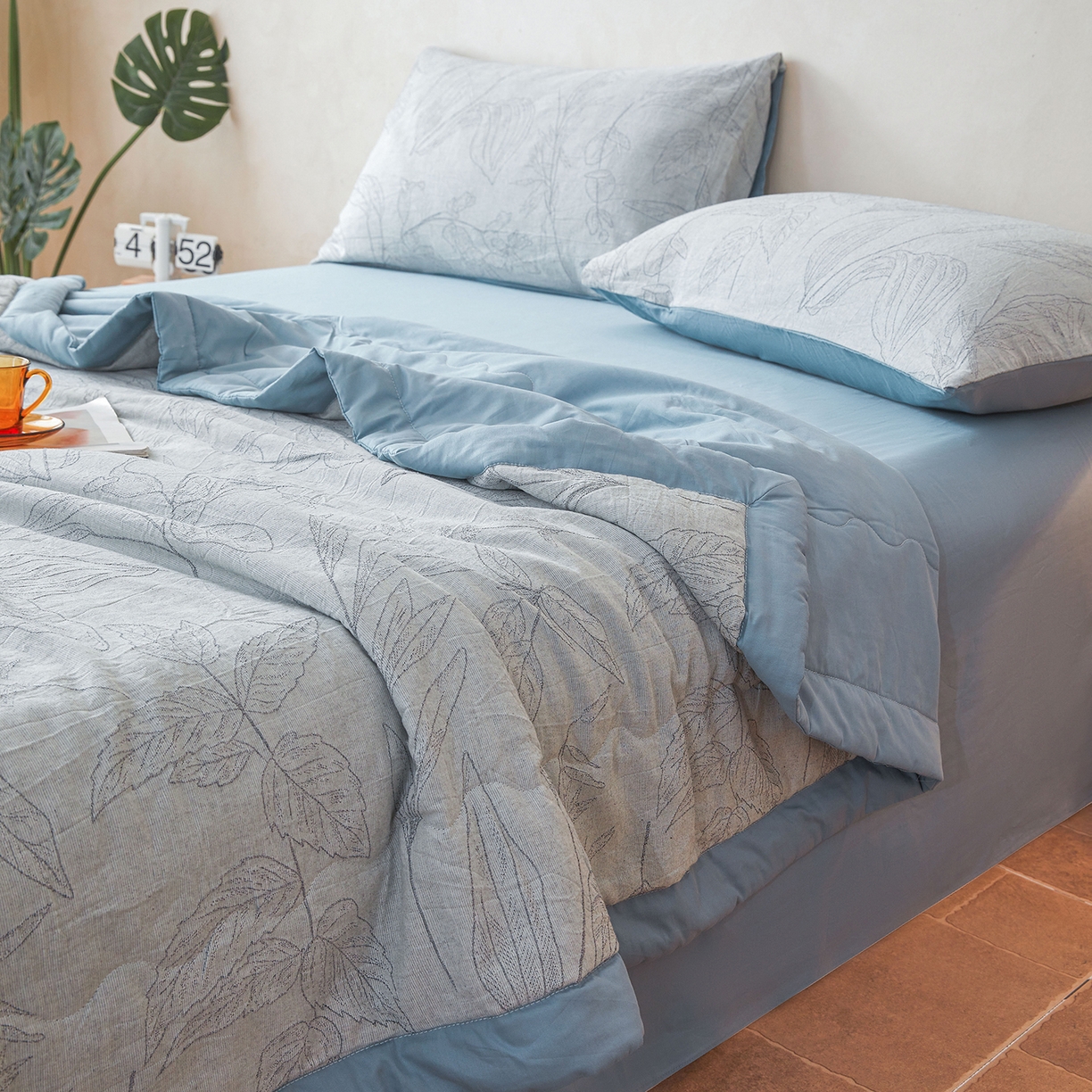 91家纺网 家纺一手货源 找家纺 乐家毛巾被（工厂自产自销） 2026新款全棉色织三层提花夏季大豆纤维被 绮华