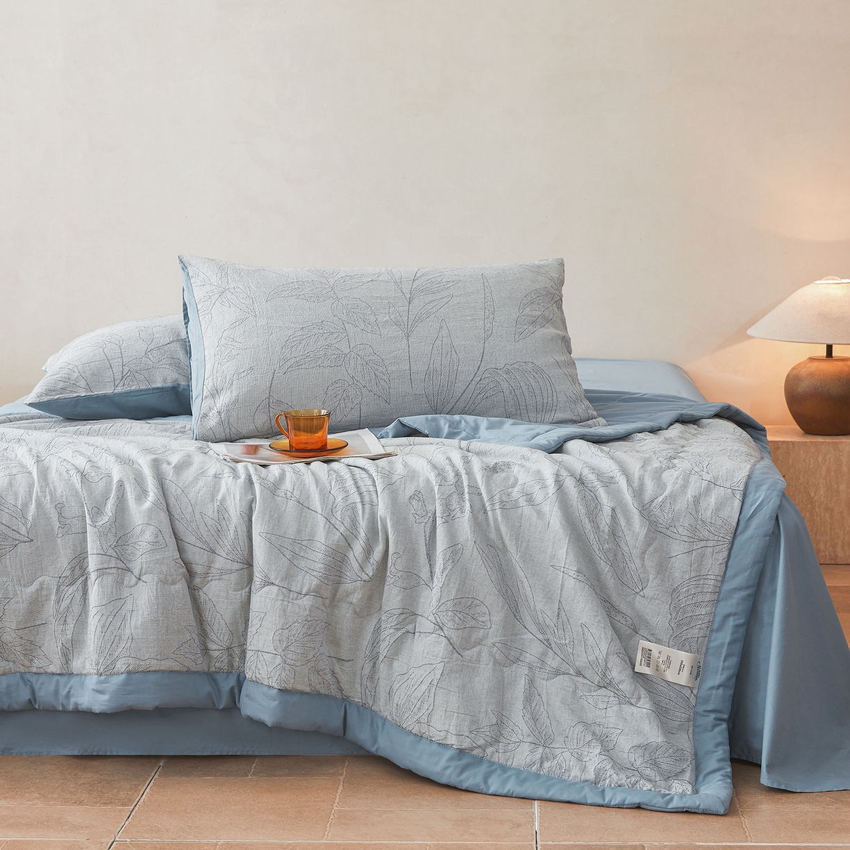 91家纺网 家纺一手货源 找家纺 乐家毛巾被（工厂自产自销） 2026新款全棉色织三层提花夏季大豆纤维被 绮华