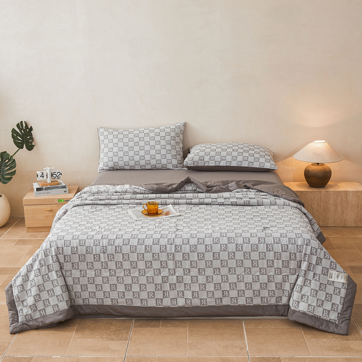 91家纺网 家纺一手货源 找家纺 乐家毛巾被（工厂自产自销） 2026新款全棉色织三层提花夏季大豆纤维被 轻奢R