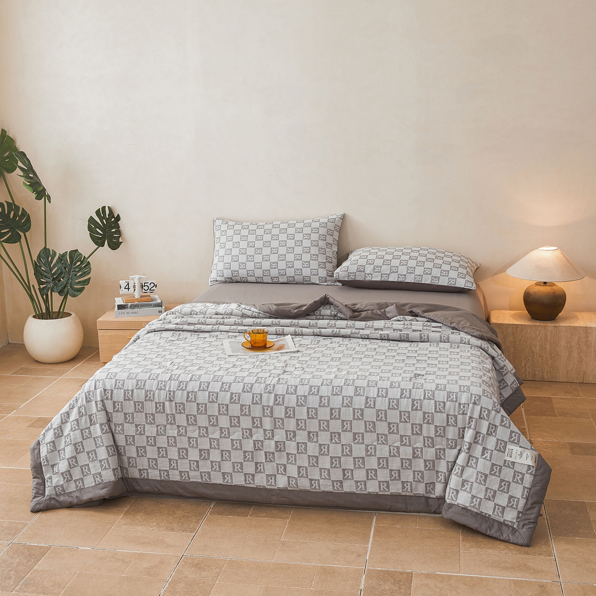 91家纺网 家纺一手货源 找家纺 乐家毛巾被（工厂自产自销） 2026新款全棉色织三层提花夏季大豆纤维被 轻奢R