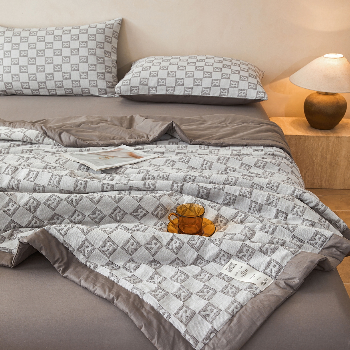 91家纺网 家纺一手货源 找家纺 乐家毛巾被（工厂自产自销） 2026新款全棉色织三层提花夏季大豆纤维被 轻奢R