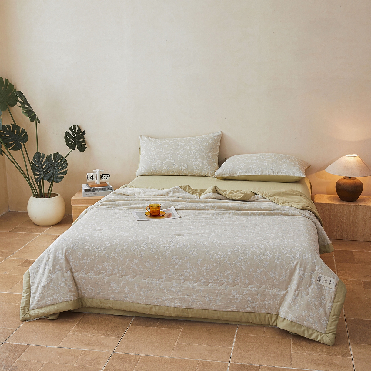 91家纺网 家纺一手货源 找家纺 乐家毛巾被（工厂自产自销） 2026新款全棉色织三层提花夏季大豆纤维被 清花柔居