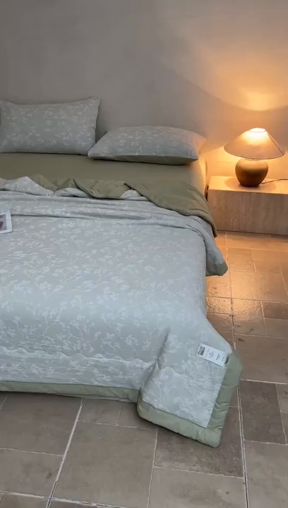 91家纺网 家纺一手货源 找家纺 乐家毛巾被（工厂自产自销） 2026新款全棉色织三层提花夏季大豆纤维被 清花柔居