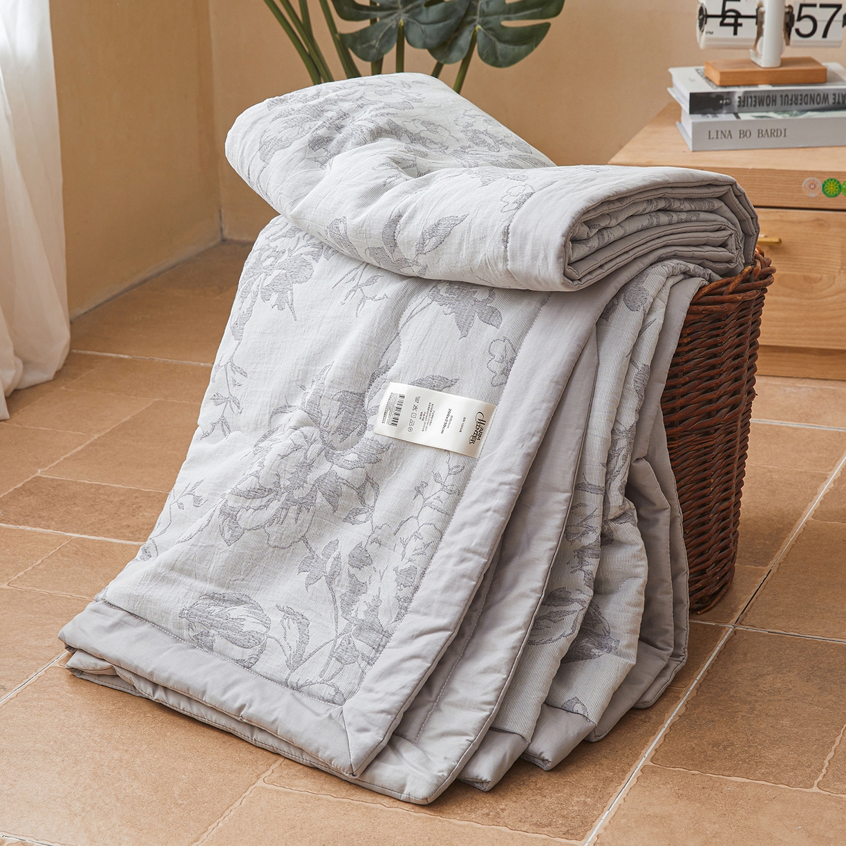 91家纺网 家纺一手货源 找家纺 乐家毛巾被（工厂自产自销） 2026新款全棉色织三层提花夏季大豆纤维被 柔枝