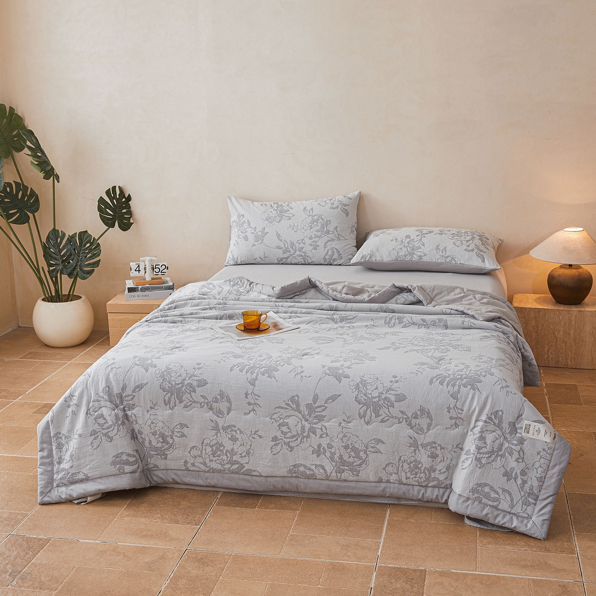 91家纺网 家纺一手货源 找家纺 乐家毛巾被（工厂自产自销） 2026新款全棉色织三层提花夏季大豆纤维被 柔枝