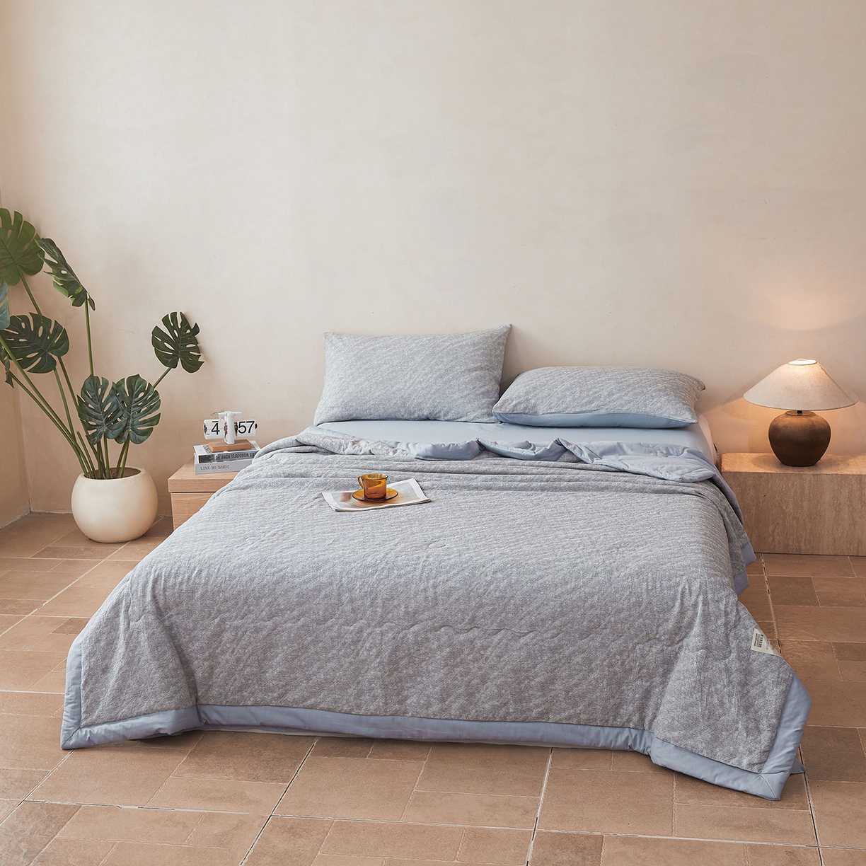 91家纺网 家纺一手货源 找家纺 乐家毛巾被（工厂自产自销） 2026新款全棉色织三层提花夏季大豆纤维被 素影繁花