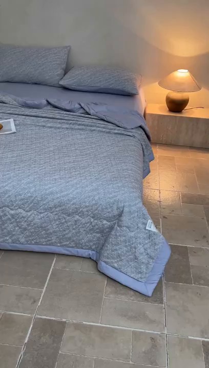 91家纺网 家纺一手货源 找家纺 乐家毛巾被（工厂自产自销） 2026新款全棉色织三层提花夏季大豆纤维被 素影繁花