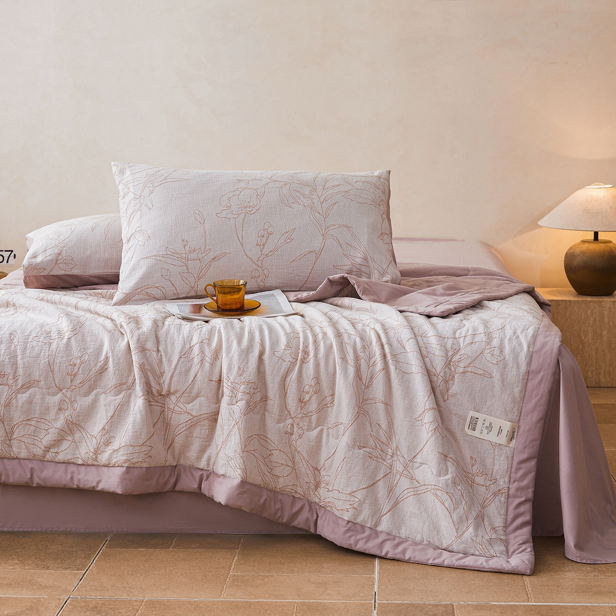 91家纺网 家纺一手货源 找家纺 乐家毛巾被（工厂自产自销） 2026新款全棉色织三层提花夏季大豆纤维被 枝间花语