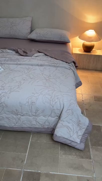 91家纺网 家纺一手货源 找家纺 乐家毛巾被（工厂自产自销） 2026新款全棉色织三层提花夏季大豆纤维被 枝间花语