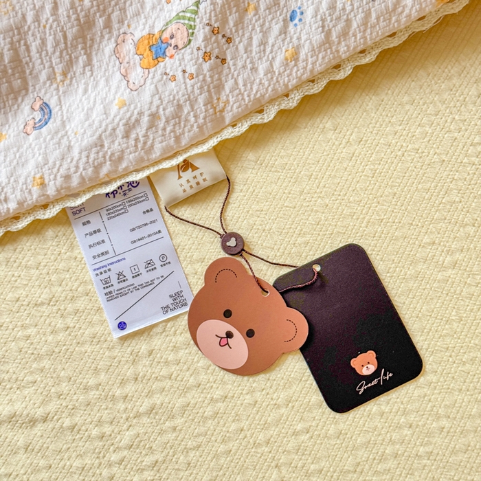 91家纺网 家纺一手货源 找家纺 （总）梦舒阳 2026新款泡芙棉夏被花边款泡芙纱夏凉被四件套空调被带小熊吊牌