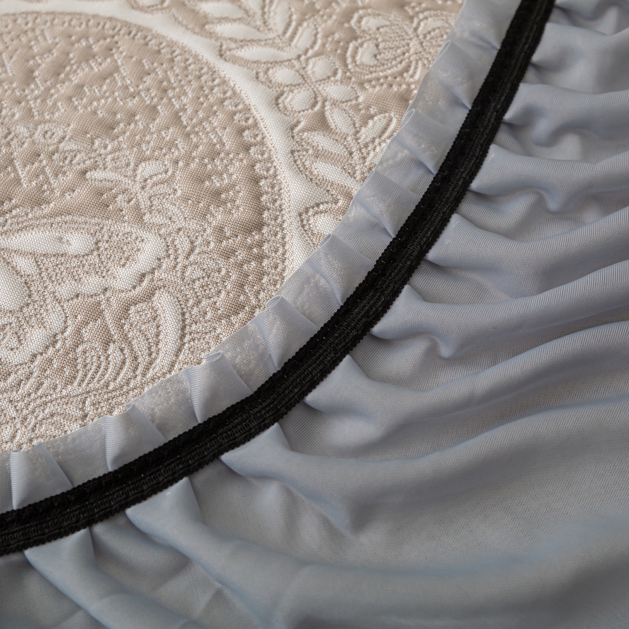 91家纺网 家纺一手货源 找家纺 雅居纺家纺 2026新款花间蝶梦款凉感床裙凉席席子 花间蝶梦-卡其