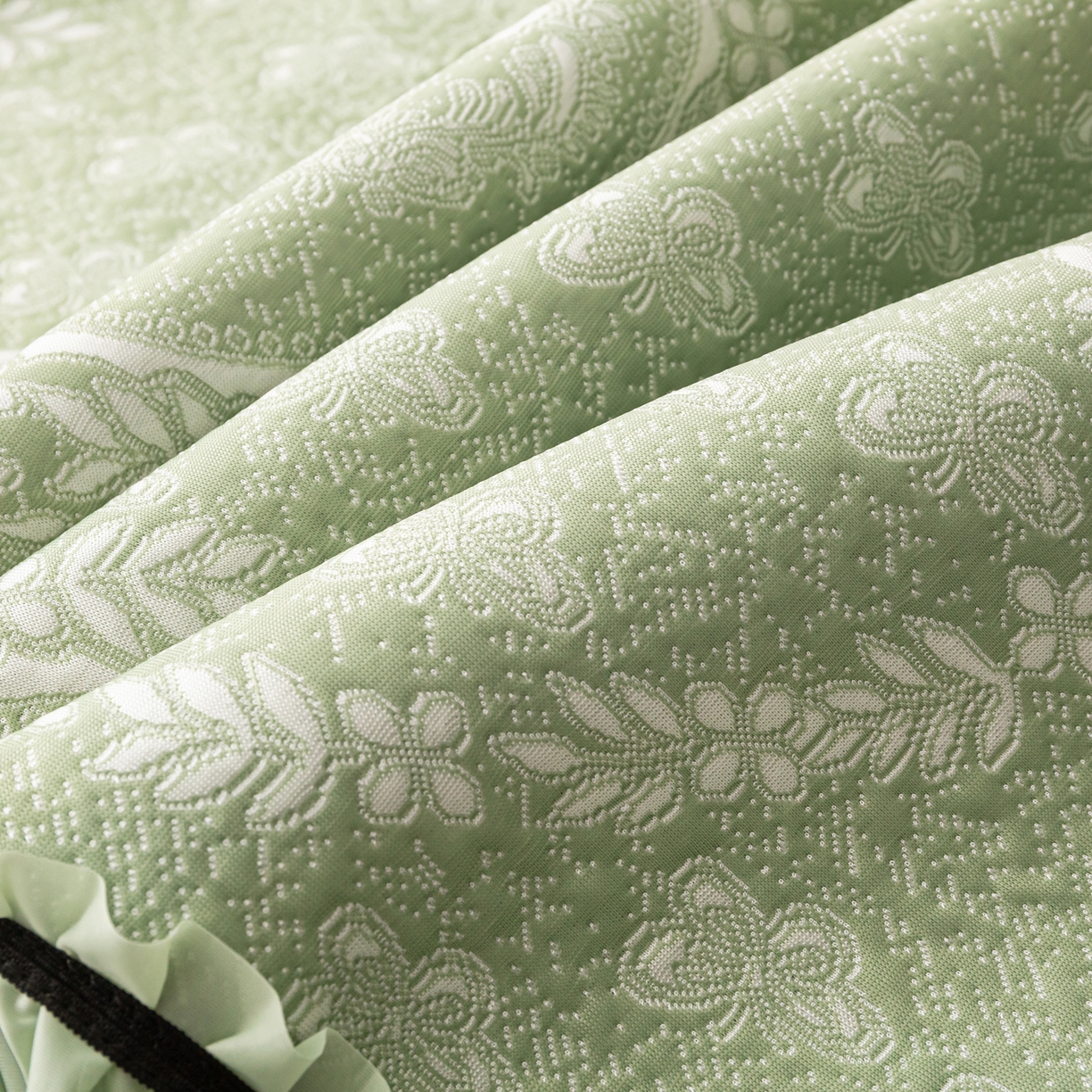 91家纺网 家纺一手货源 找家纺 雅居纺家纺 2026新款花间蝶梦款凉感床裙凉席席子 花间蝶梦-绿