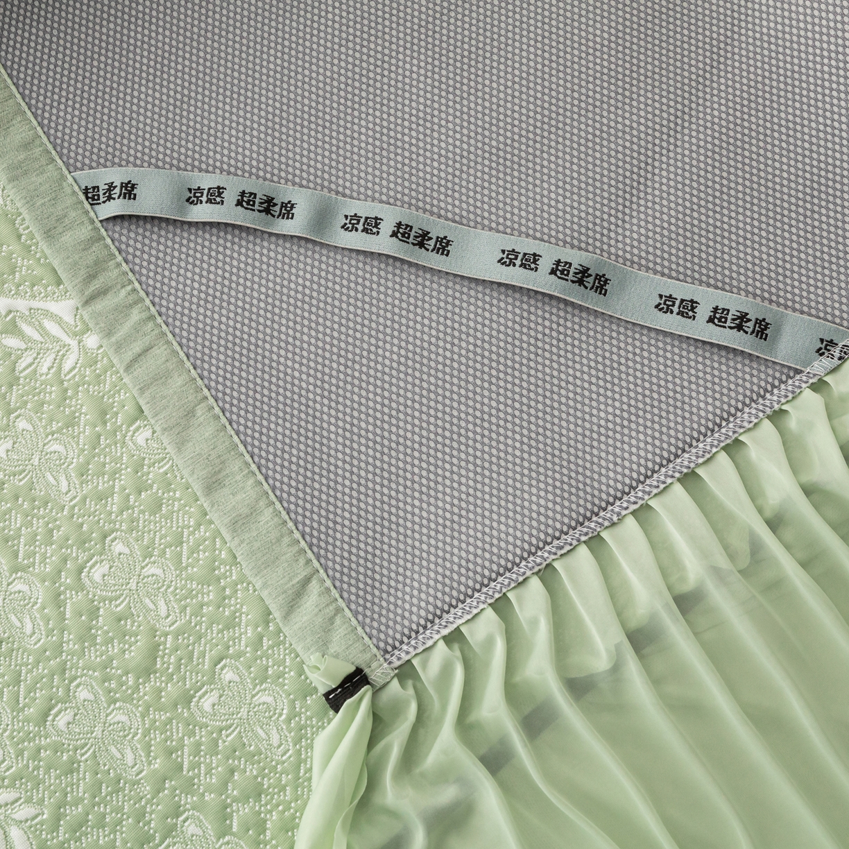 91家纺网 家纺一手货源 找家纺 雅居纺家纺 2026新款花间蝶梦款凉感床裙凉席席子 花间蝶梦-绿