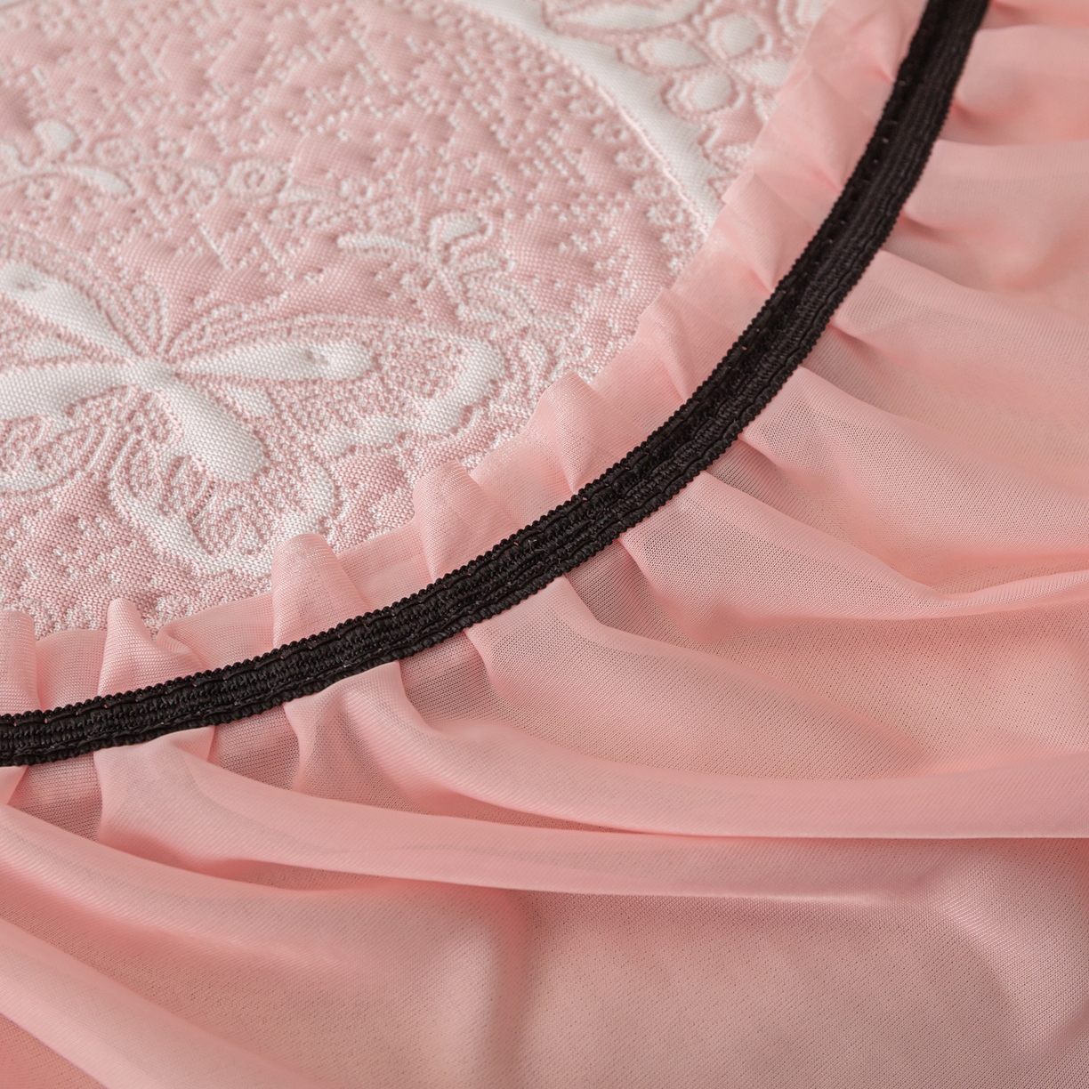 91家纺网 家纺一手货源 找家纺 雅居纺家纺 2026新款花间蝶梦款凉感床裙凉席席子 花间蝶梦-粉