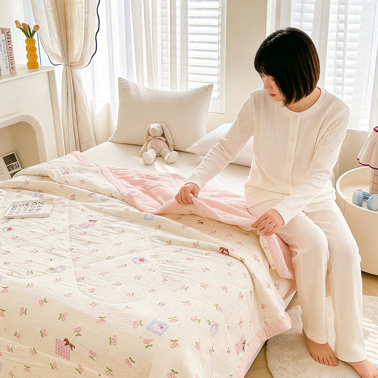 91家纺网 家纺一手货源 找家纺 （总）魅图家纺 2026新款泡芙纱新疆棉花夏被