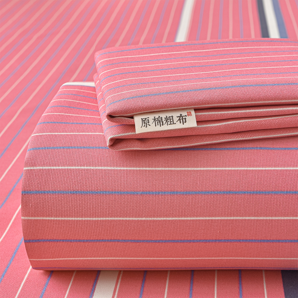 91家纺网 家纺一手货源 找家纺 曼尼 2026新款亲肤舒适原棉老粗布床单凉席三件套 简尚