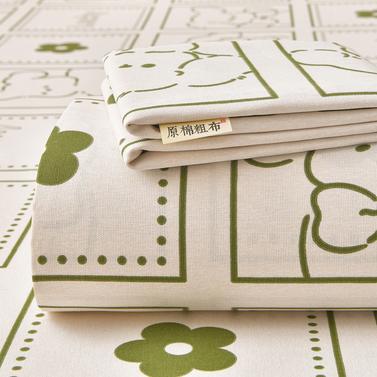 91家纺网 家纺一手货源 找家纺 曼尼 2026新款亲肤舒适原棉老粗布床单凉席三件套 幸运狗