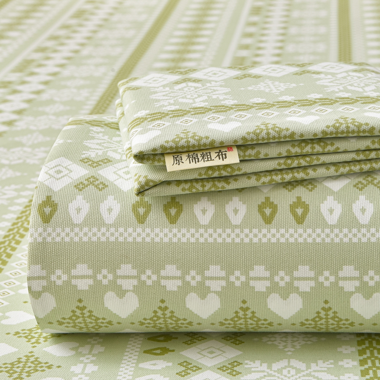 91家纺网 家纺一手货源 找家纺 曼尼 2026新款亲肤舒适原棉老粗布床单凉席三件套 印象