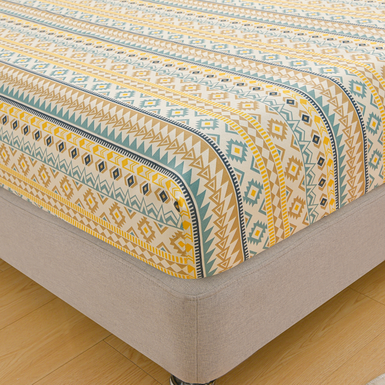 91家纺网 家纺一手货源 找家纺 曼尼 2026新款亲肤舒适原棉老粗布床单凉席三件套 摩洛哥