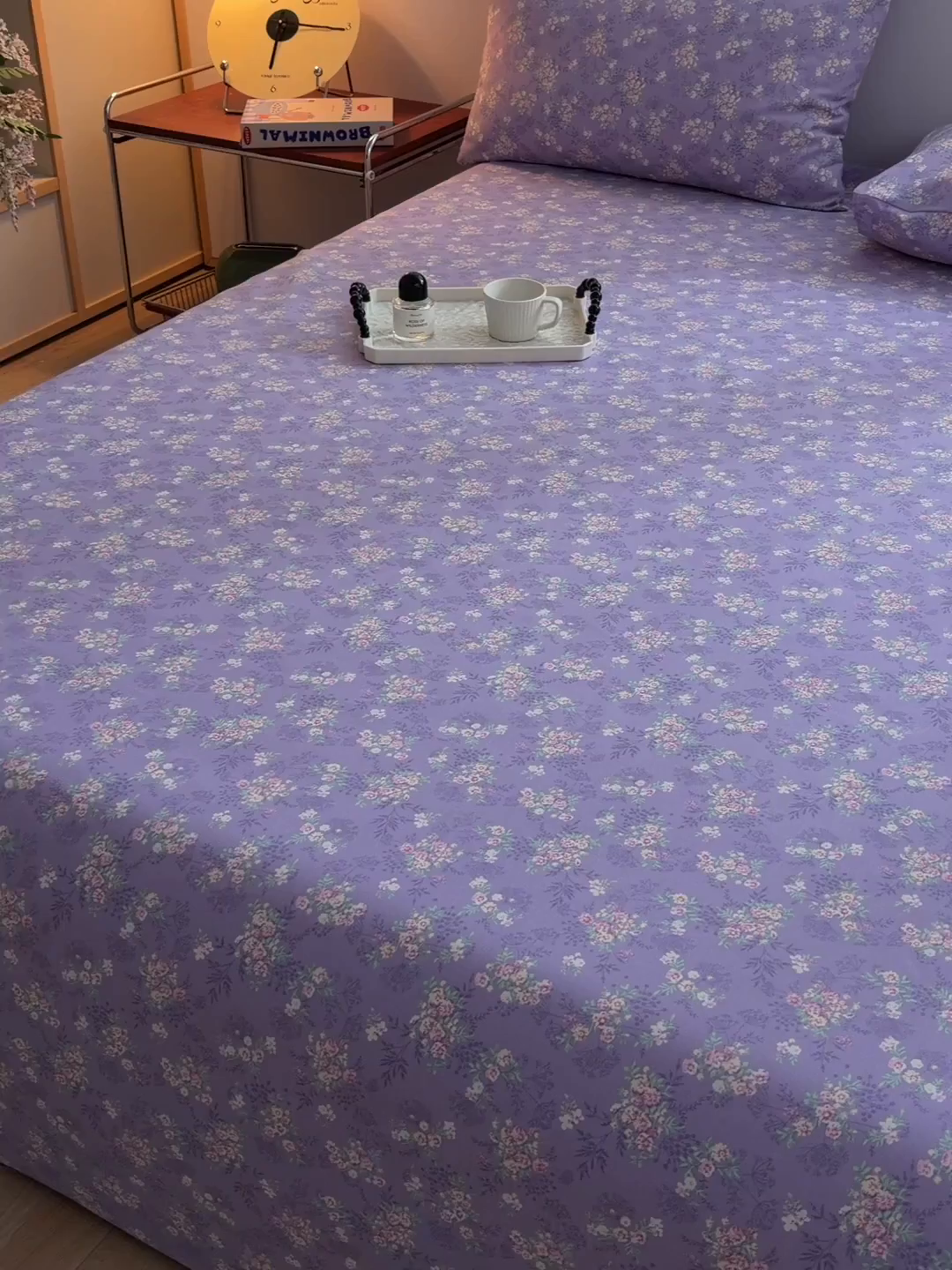 91家纺网 家纺一手货源 找家纺 曼尼 2026新款亲肤舒适原棉老粗布床单凉席三件套 紫罗兰