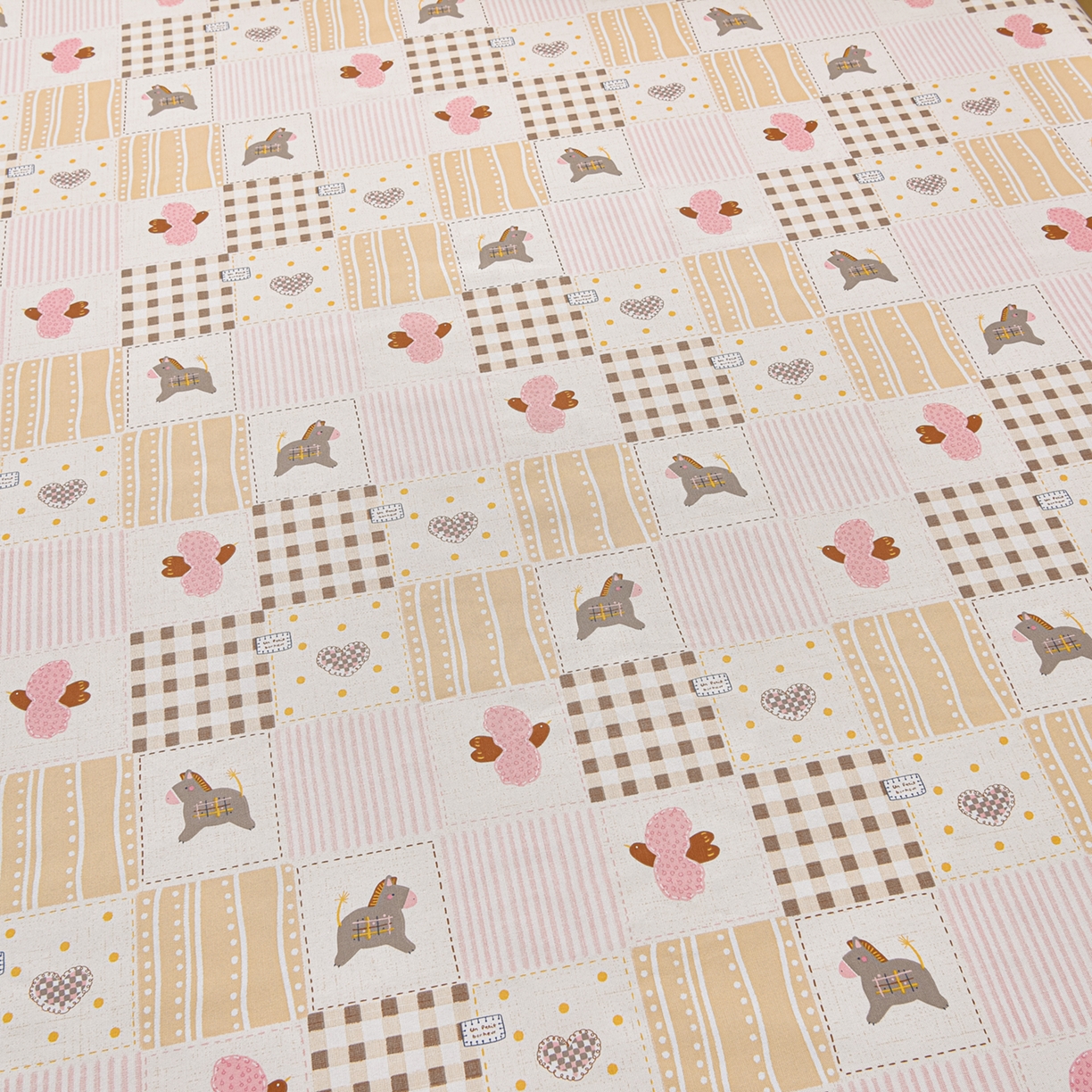 91家纺网 家纺一手货源 找家纺 曼尼 2026新款亲肤舒适原棉老粗布床单凉席三件套 爱心小马