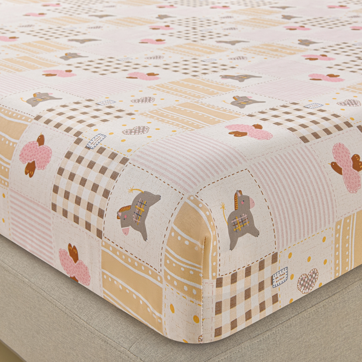 91家纺网 家纺一手货源 找家纺 曼尼 2026新款亲肤舒适原棉老粗布床单凉席三件套 爱心小马