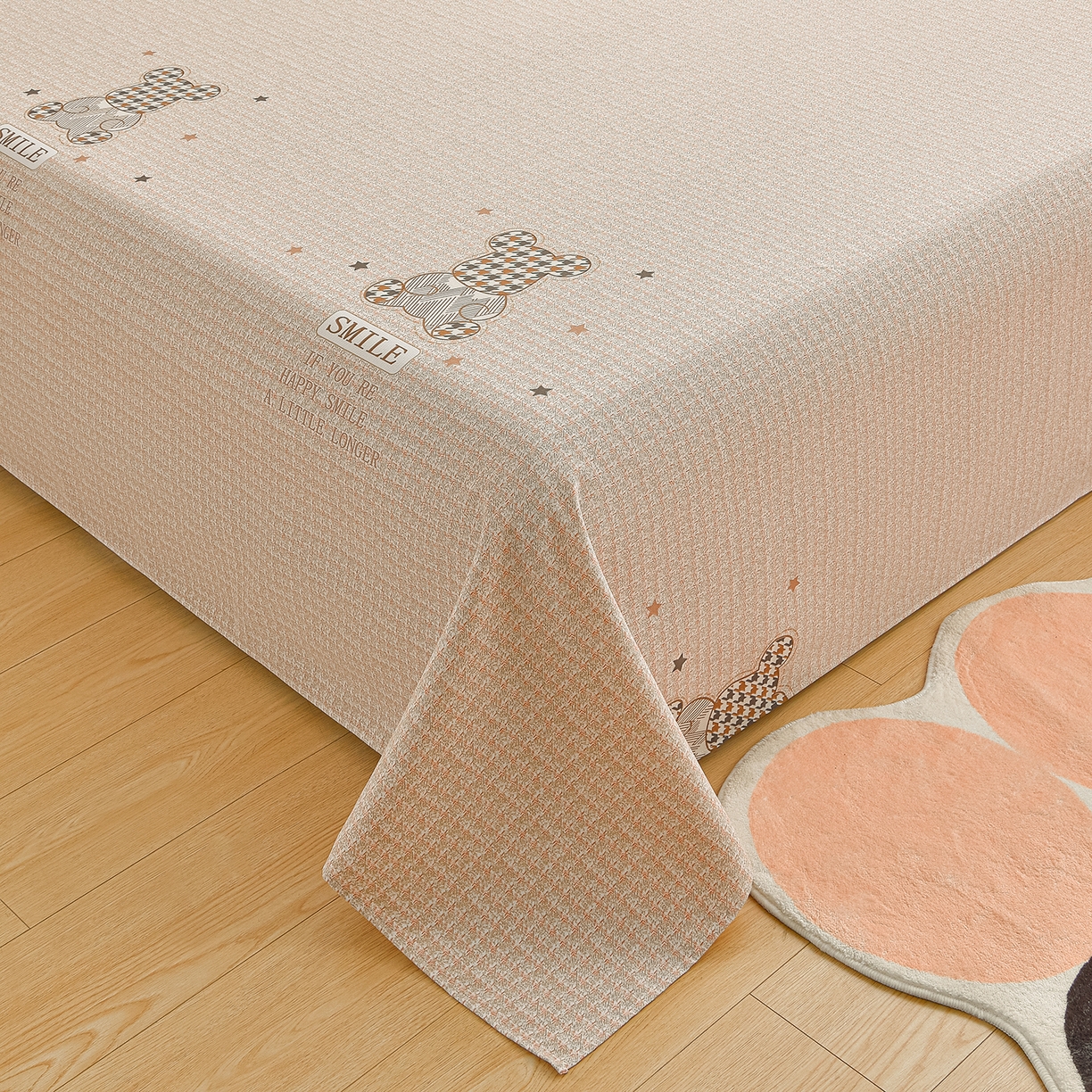 91家纺网 家纺一手货源 找家纺 曼尼 2026新款亲肤舒适原棉老粗布床单凉席三件套 暴力熊