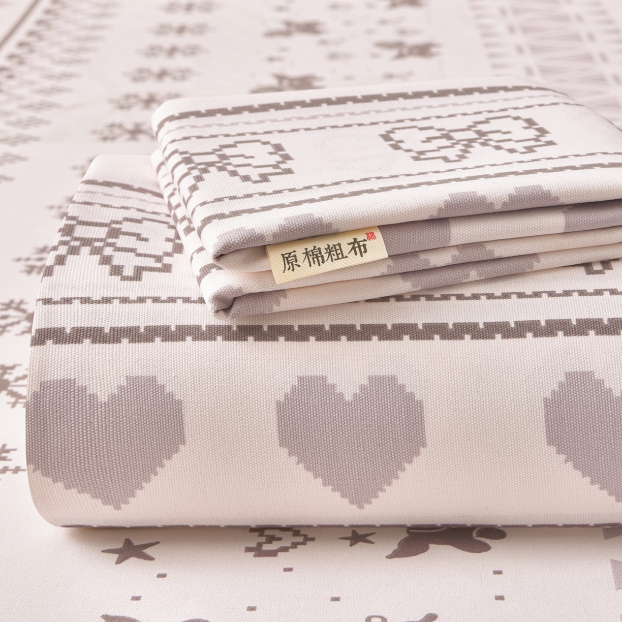 曼尼 2026新款亲肤舒适原棉老粗布床单凉席三件套 北欧童话