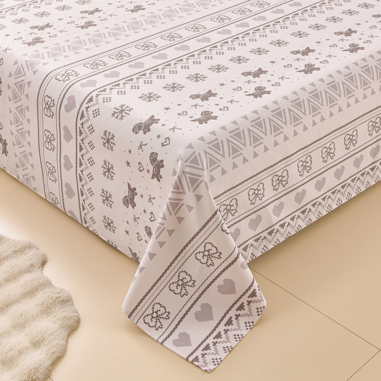 91家纺网 家纺一手货源 找家纺 曼尼 2026新款亲肤舒适原棉老粗布床单凉席三件套 北欧童话