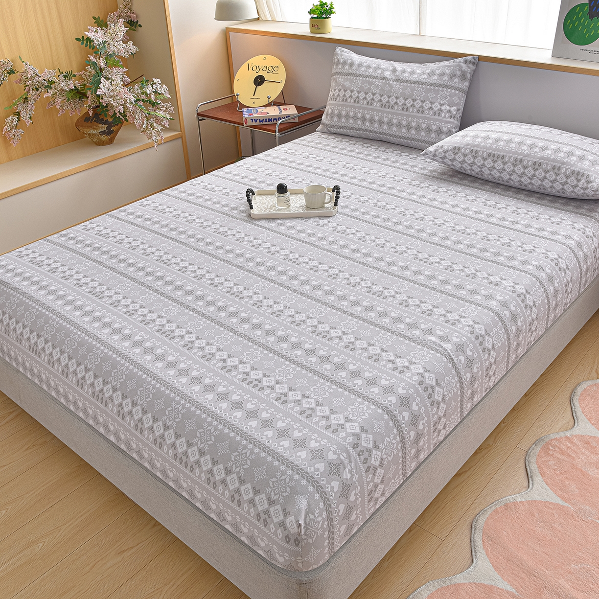 91家纺网 家纺一手货源 找家纺 曼尼 2026新款亲肤舒适原棉老粗布床单凉席三件套 波西米亚