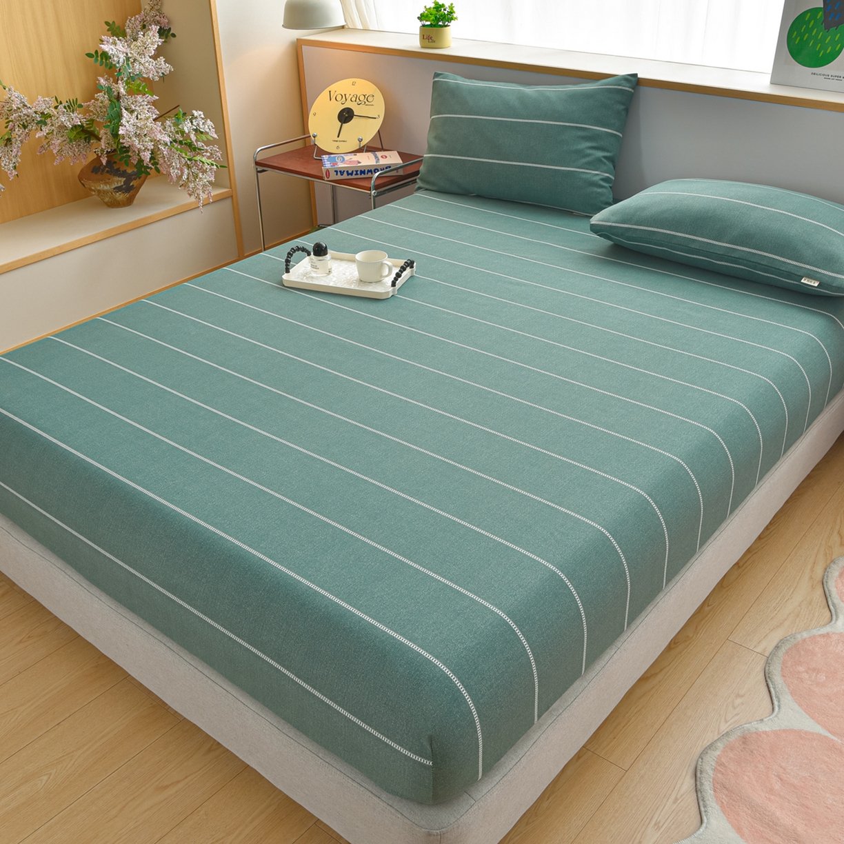 91家纺网 家纺一手货源 找家纺 曼尼 2026新款亲肤舒适原棉老粗布床单凉席三件套 初见