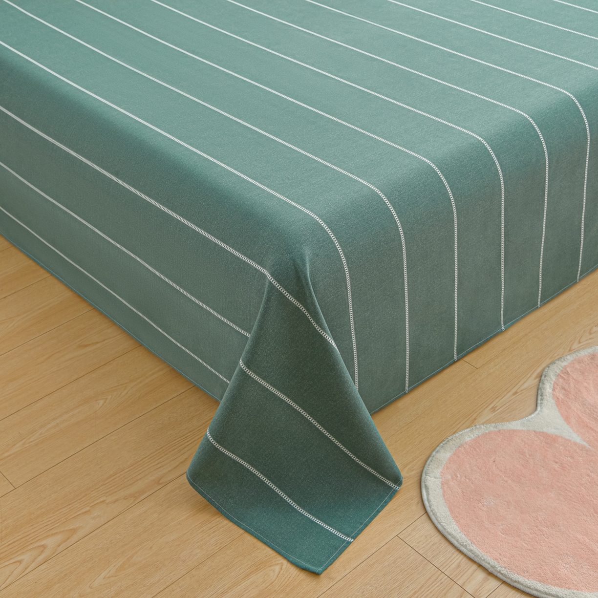 91家纺网 家纺一手货源 找家纺 曼尼 2026新款亲肤舒适原棉老粗布床单凉席三件套 初见