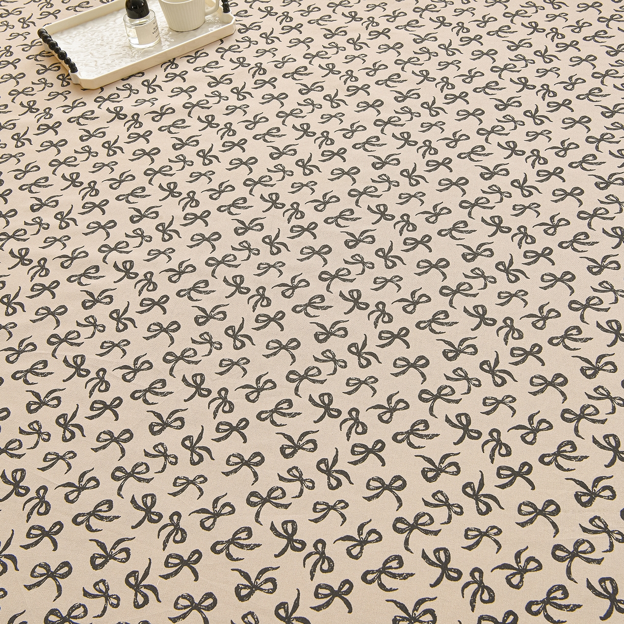 91家纺网 家纺一手货源 找家纺 曼尼 2026新款亲肤舒适原棉老粗布床单凉席三件套 蝴蝶结