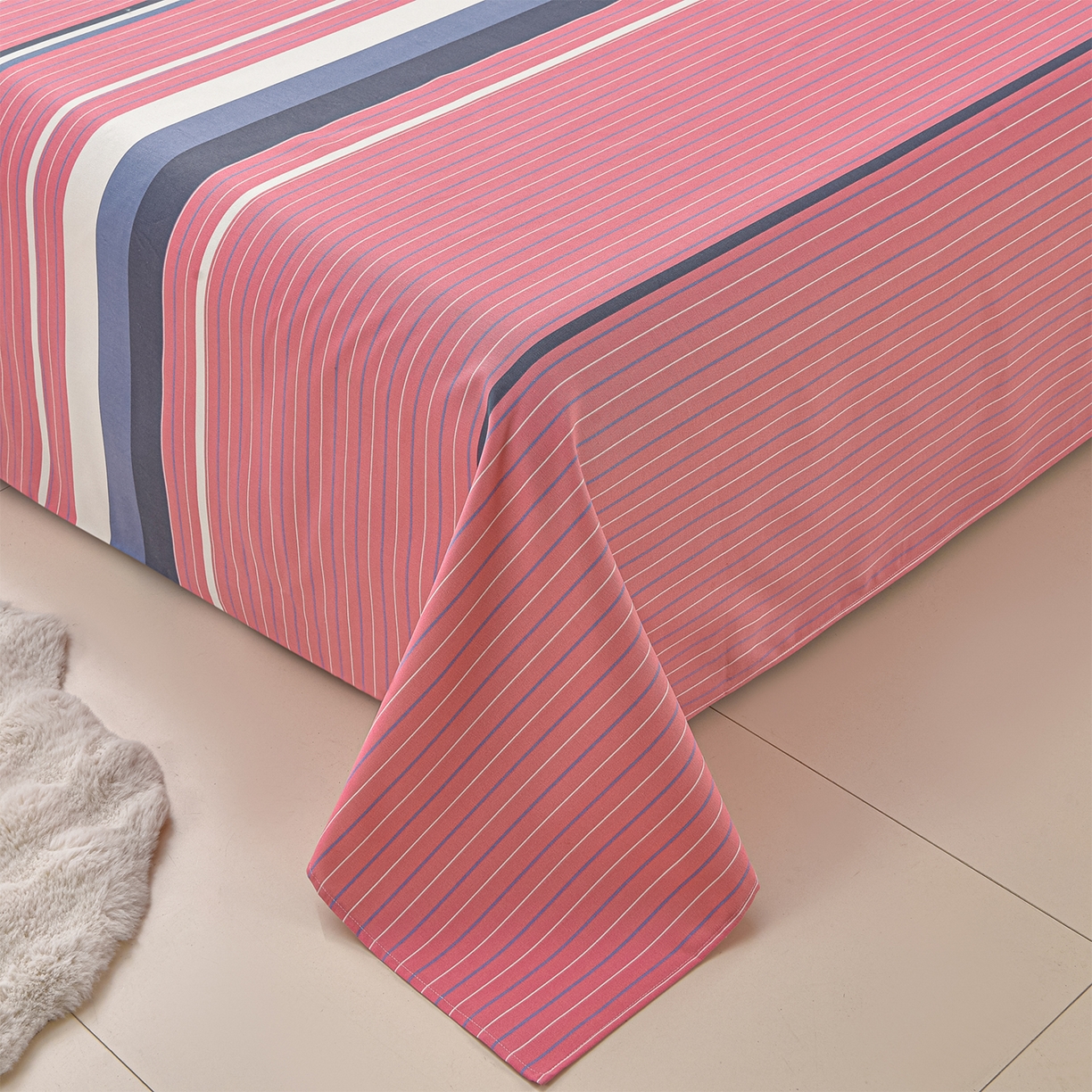 91家纺网 家纺一手货源 找家纺 曼尼 2026新款亲肤舒适原棉老粗布床单凉席三件套 简尚