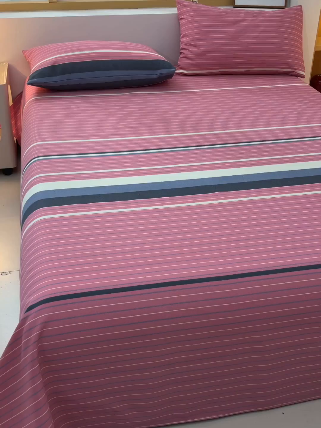 91家纺网 家纺一手货源 找家纺 曼尼 2026新款亲肤舒适原棉老粗布床单凉席三件套 简尚