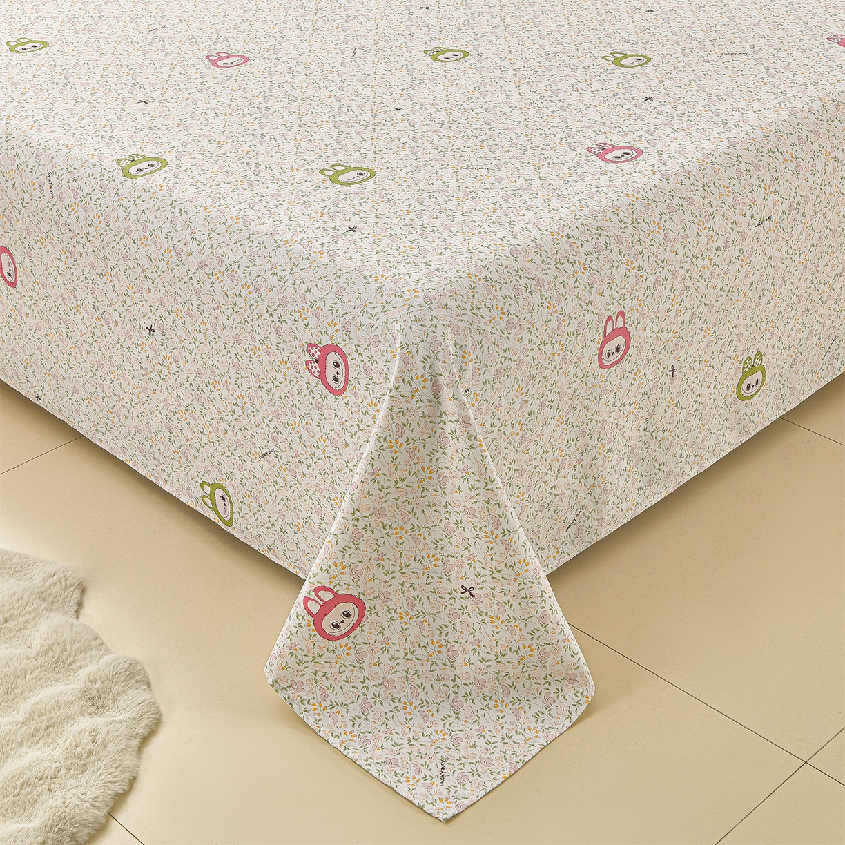 91家纺网 家纺一手货源 找家纺 曼尼 2026新款亲肤舒适原棉老粗布床单凉席三件套 拉布布