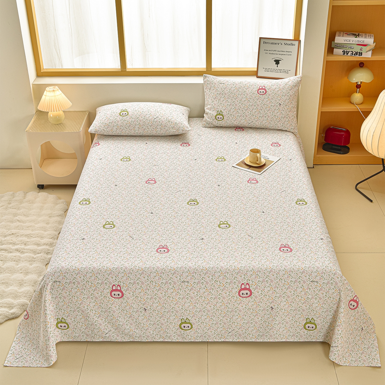 91家纺网 家纺一手货源 找家纺 曼尼 2026新款亲肤舒适原棉老粗布床单凉席三件套 拉布布