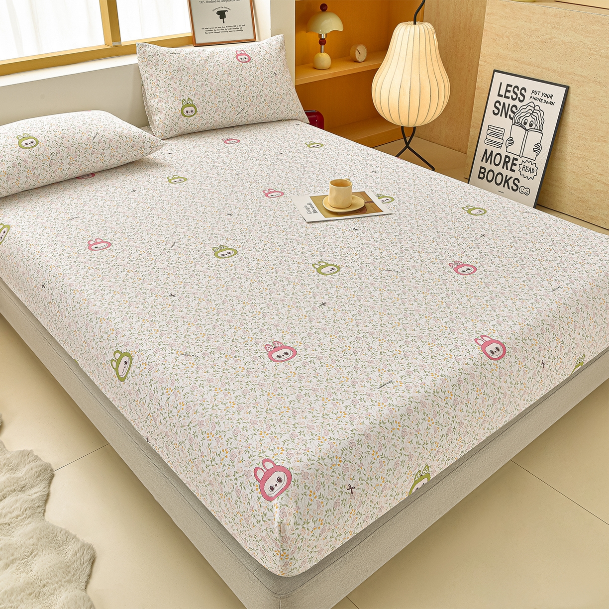 91家纺网 家纺一手货源 找家纺 曼尼 2026新款亲肤舒适原棉老粗布床单凉席三件套 拉布布