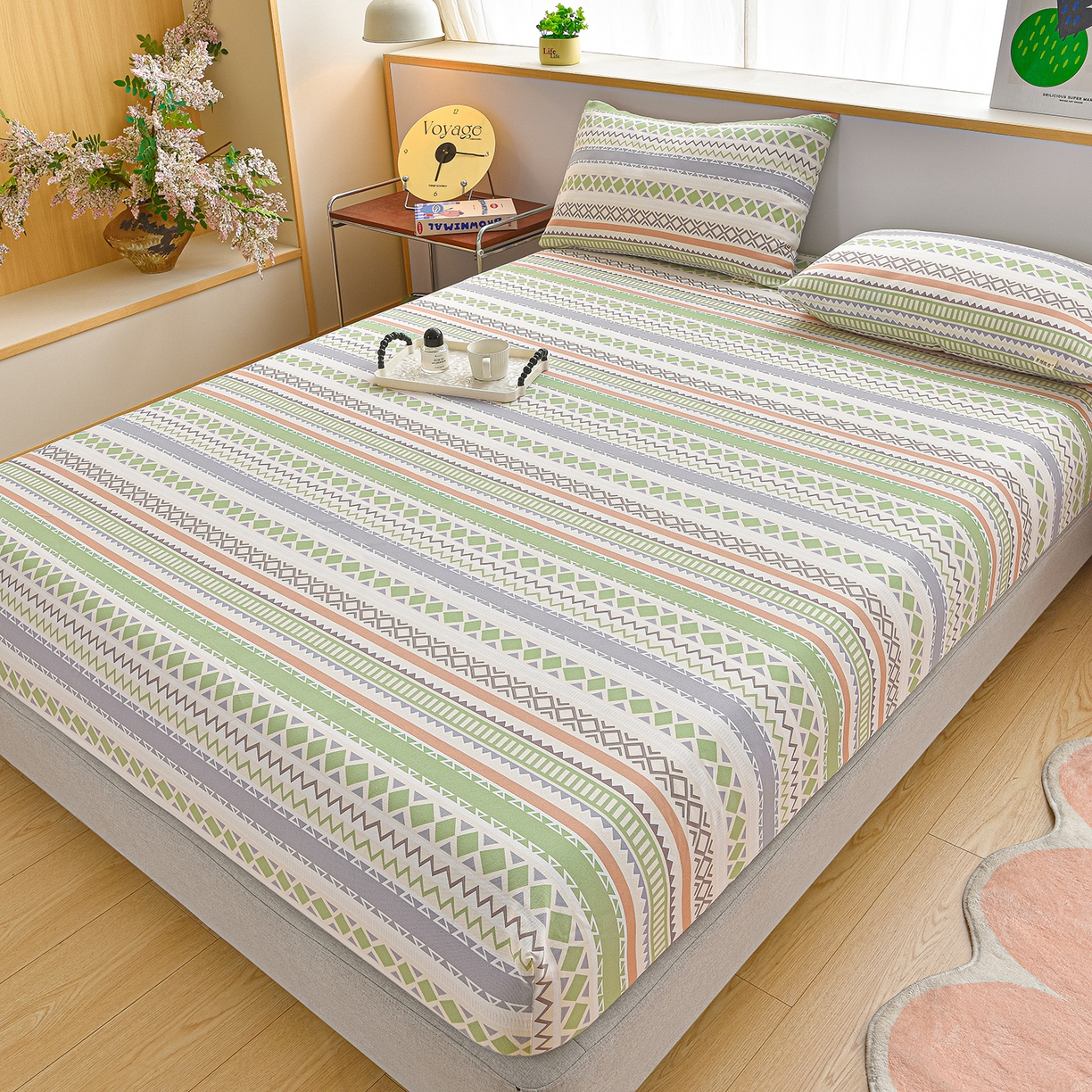 91家纺网 家纺一手货源 找家纺 曼尼 2026新款亲肤舒适原棉老粗布床单凉席三件套 罗马假日