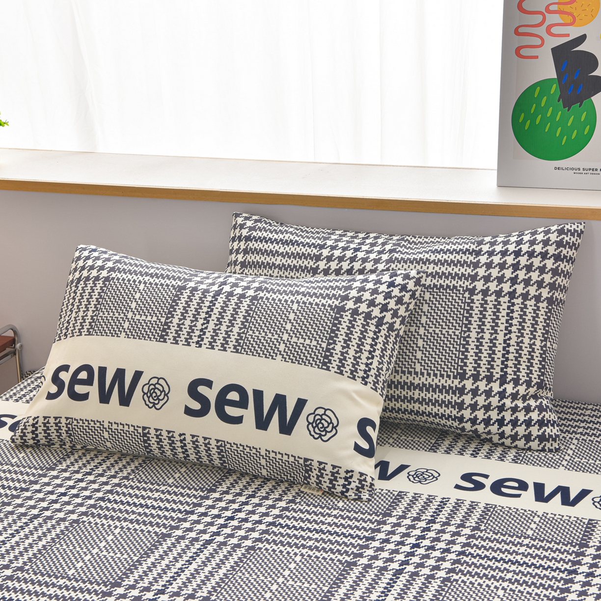 91家纺网 家纺一手货源 找家纺 曼尼 2026新款亲肤舒适原棉老粗布床单凉席三件套 米兰